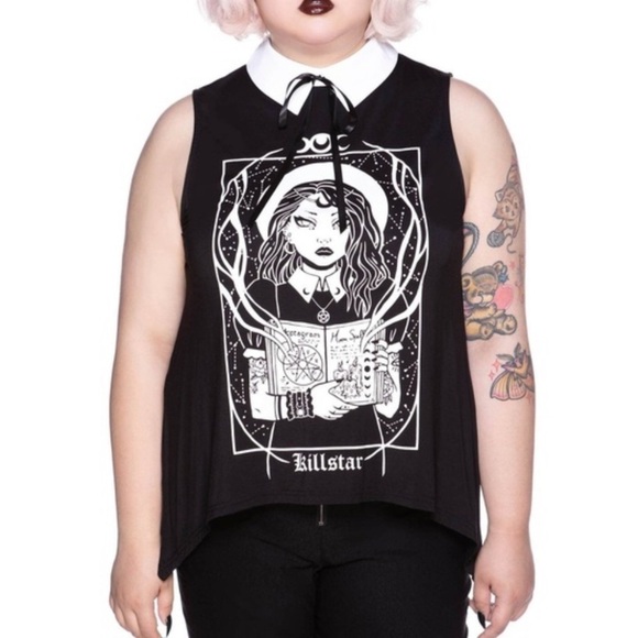 Killstar Moonspell Collar Vest Collared Shirt Goth Plus Size 3XL - Picture 1 of 6